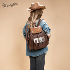 WG12-9110 Wrangler Hair-on Cowhide  Backpack - Coffee