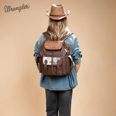 WG12-9110 Wrangler Hair-on Cowhide  Backpack - Coffee