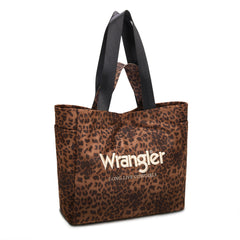 WG433-8317BR  Wrangler Leopard Print Large Tote/Crossbody -Brown