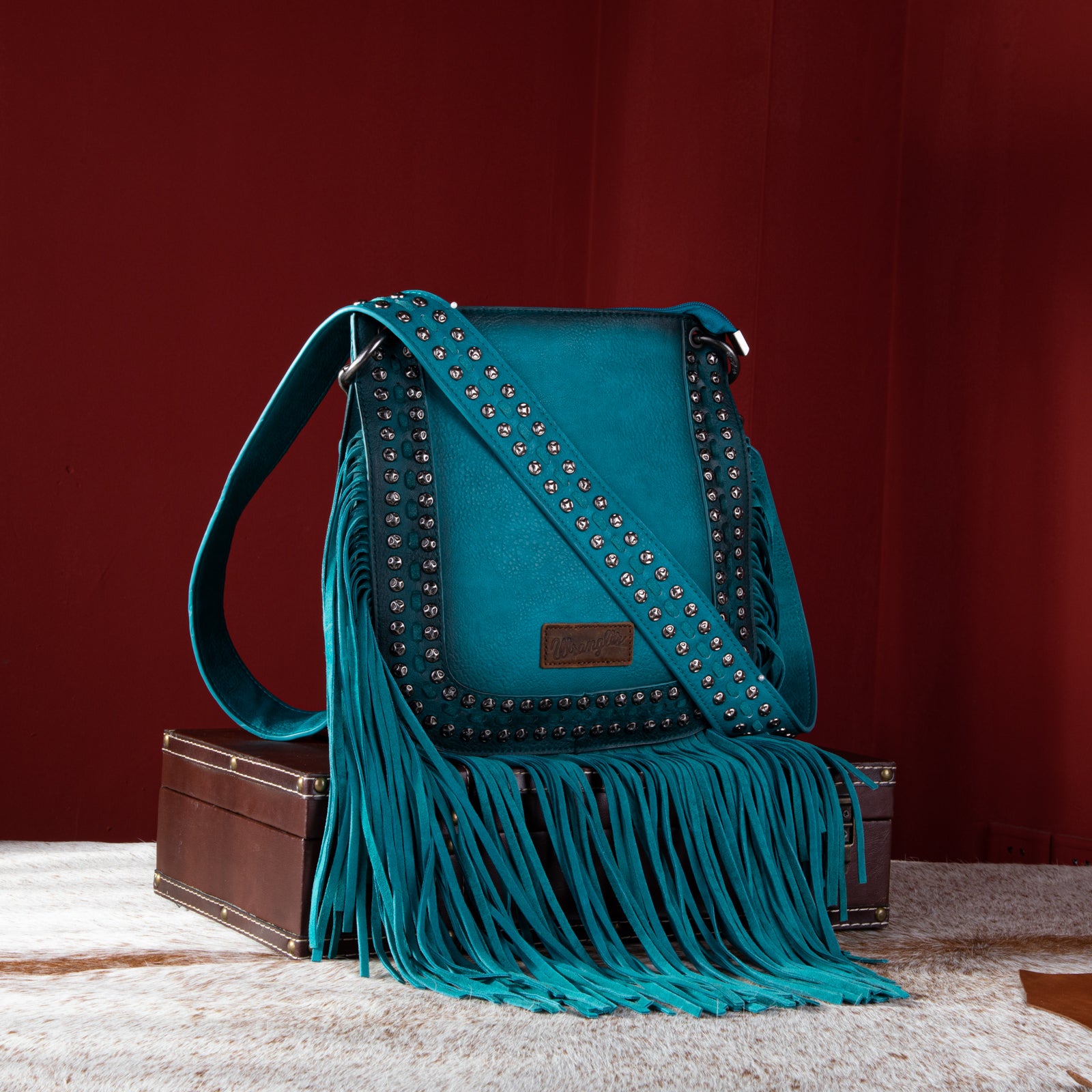 WG65-G2003 Wrangler Rivets Fringe Concealed Carry Crossbody -Turquoise ...