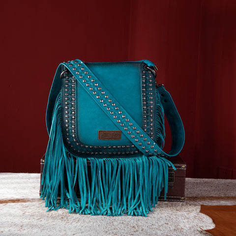 WG65-G2003 Wrangler Rivets Fringe Concealed Carry Crossbody -Turquoise