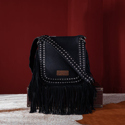 WG65-G2003 Wrangler Rivets Fringe Concealed Carry Crossbody -Black
