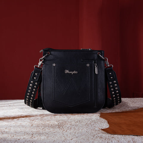 WG65-G2003 Wrangler Rivets Fringe Concealed Carry Crossbody -Black