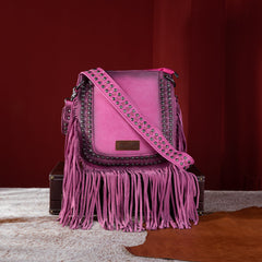 WG65-G2003 Wrangler Rivets Fringe Concealed Carry Crossbody -Hot Pink