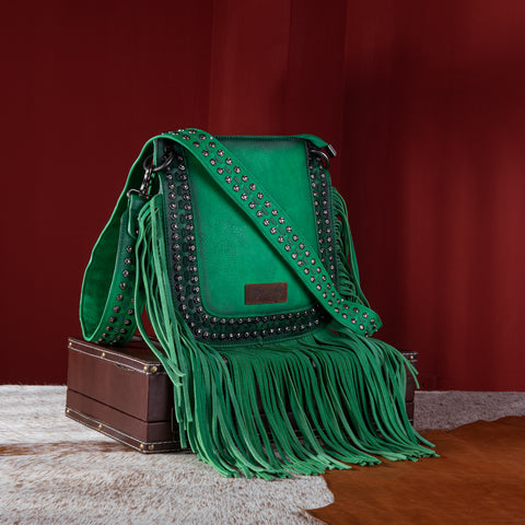 WG65-G2003 Wrangler Rivets Fringe Concealed Carry Crossbody -Green
