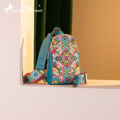 MW1278-2101 Montana West Embroidered  Collection Sling Bag