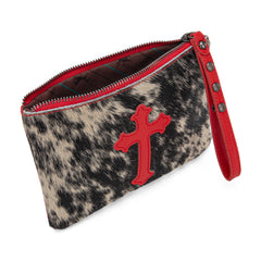 RLH-7004  Montana West Hair-On Cowhide Leather Wristlet -Red