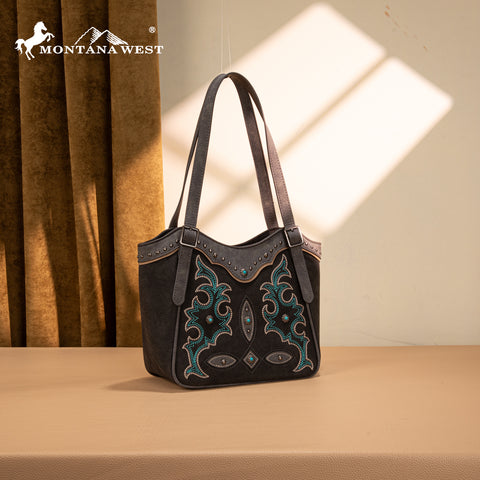 MW1344-8250 Montana West Embroidered Boot Scroll Tote