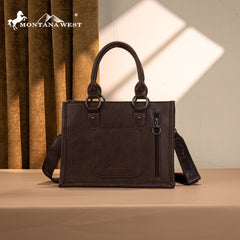 MW1339-2002  Montana West Tooled Concho Tote/Crossbody -Coffee