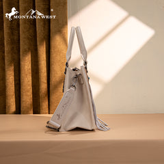 MW1339-2002  Montana West Tooled Concho Tote/Crossbody -Beige