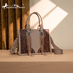MW1339-2002  Montana West Tooled Concho Tote/Crossbody -Tan