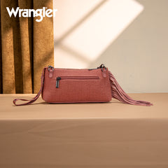 WG259-1834  Wrangler Embroidered Aztec Canvas Wristlet/Crossbody-Dark Pink