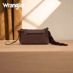 WG259-1834  Wrangler Embroidered Aztec Canvas Wristlet/Crossbody- Coffee