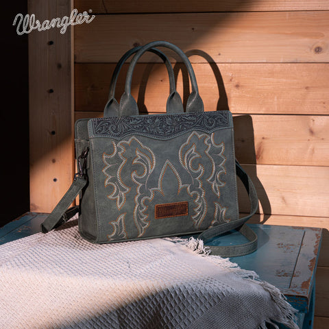 WG145G-9250  Wrangler  Embroidered  Tote/Crossbody - Green
