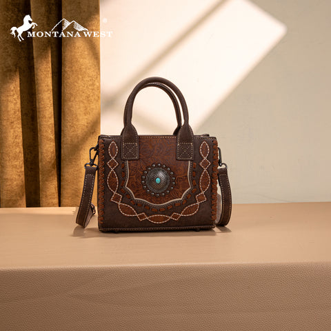 MW1331-8322   Montana West Concho Collection Small Tote/Crossbody