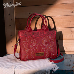 WG145G-9250  Wrangler  Embroidered  Tote/Crossbody - Red