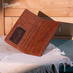 WG145-212 Wrangler Embroidered Bi-Fold Wallet - Brown