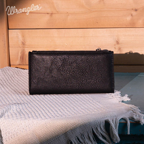 WG145-212 Wrangler Embroidered Bi-Fold Wallet - Black