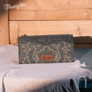 WG145-212 Wrangler Embroidered Bi-Fold Wallet - Green