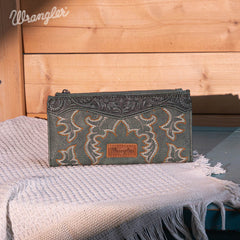 WG145-212 Wrangler Embroidered Bi-Fold Wallet - Green