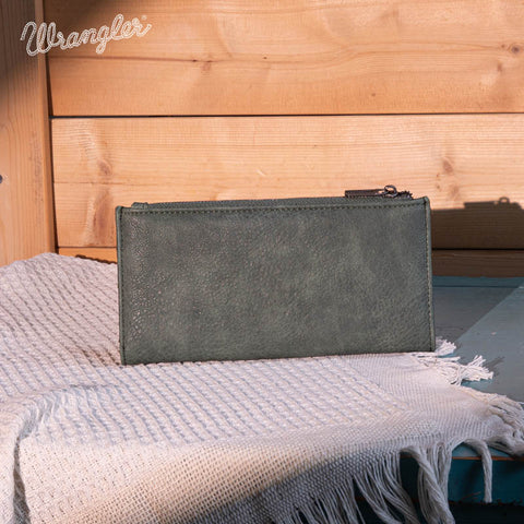 WG145-212 Wrangler Embroidered Bi-Fold Wallet - Green