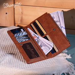 WG145-212 Wrangler Embroidered Bi-Fold Wallet - Brown