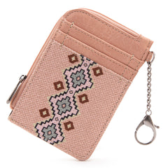 WG2205-W005 Wrangler Southwestern Art Print Mini Zip Card Case  -Pink