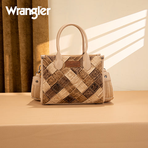 WG210-8120S  Wrangler Woven Denim Concealed Carry Tote/Crossbody -Tan