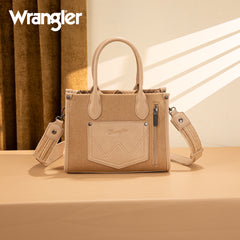 WG210-8120S  Wrangler Woven Denim Concealed Carry Tote/Crossbody -Tan