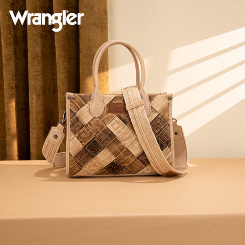 WG210-8120S  Wrangler Woven Denim Concealed Carry Tote/Crossbody -Tan