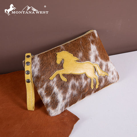 RLH-7003  Montana West Hair-On Cowhide Leather Wristlet