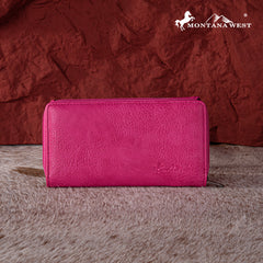 MW1242-W010 Montana West Feather Embroidered  Collection Wallet