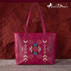 MW1245G-8317  Montana West Embroidered Collection Concealed Carry Tote