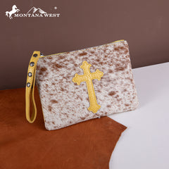 RLH-7004  Montana West Hair-On Cowhide Leather Wristlet -Red