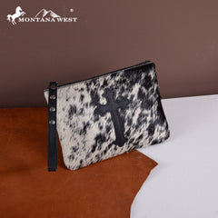 RLH-7004  Montana West Hair-On Cowhide Leather Wristlet -Red