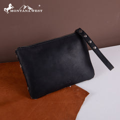 RLH-7004  Montana West Hair-On Cowhide Leather Wristlet -Red