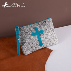 RLH-7004  Montana West Hair-On Cowhide Leather Wristlet -Red