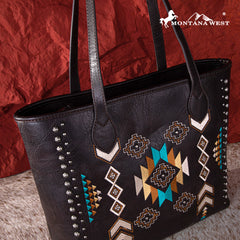 MW1245G-8317  Montana West Embroidered Collection Concealed Carry Tote