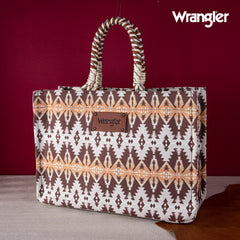 WG284-8119A Wrangler Oversized Tote Bag Braided Handles Weekender Bag - Khaki