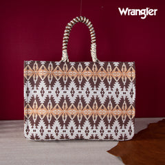 WG284A-8119 Wrangler Oversized Tote Bag Braided Handles Weekender Bag - Khaki