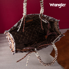 WG284A-8119 Wrangler Oversized Tote Bag Braided Handles Weekender Bag - Khaki