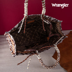 WG284-8119A Wrangler Oversized Tote Bag Braided Handles Weekender Bag - Khaki