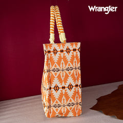 WG284-8119A Wrangler Southwestern Print  Dual Sided Print Canvas Wide Tote -Yellow