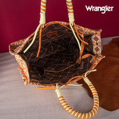 WG284A-8119 Wrangler Southwestern Print  Dual Sided Print Canvas Wide Tote -Yellow