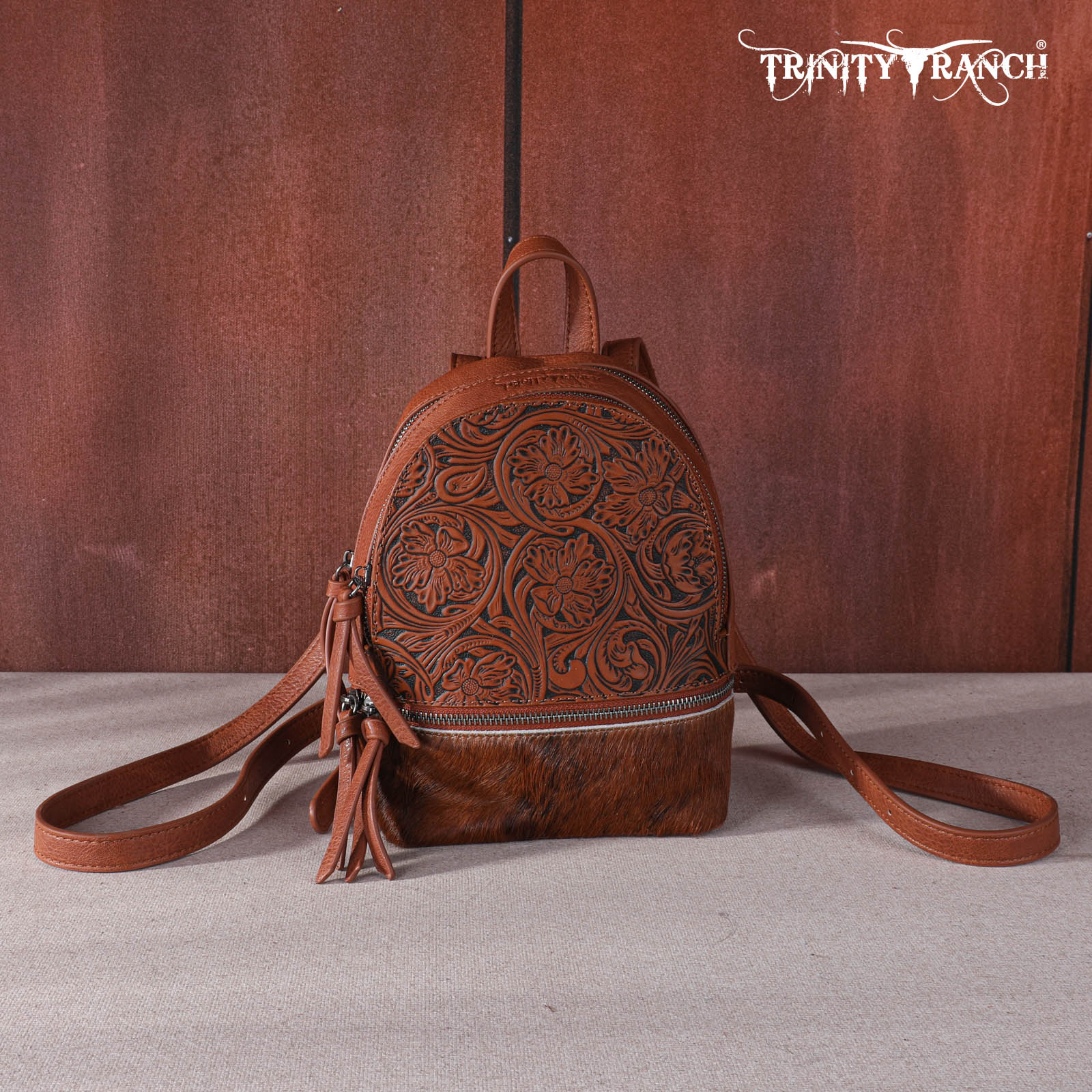 cowhide leather sierra backpack TR160-9110A Trinity Ranch Hair-On Cowhide Collection Mini Backpack – MONTANA WEST U.S.A