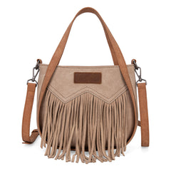WG162-8136  Wrangler "W" Stitch Fringe Two Tone Tote/Crossbody