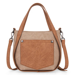 WG162-8136  Wrangler "W" Stitch Fringe Two Tone Tote/Crossbody