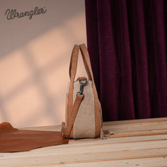 WG162-8136  Wrangler "W" Stitch Fringe Two Tone Tote/Crossbody