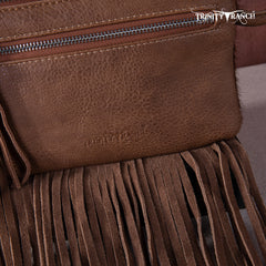 TR167-A181 Trinity Ranch Genuine Hair-On Cowhide Ring Handle Wristlet Clutch Bag - Black