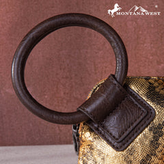 MW1260-181 Montana West Snake Print Ring Handle Wristlet Clutch Bag